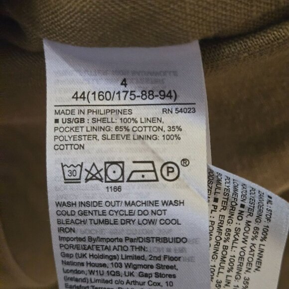 Banana Republic 100% Linen Iced Latte Double-Breasted Blazer Size 4 - Picture 6 of 7